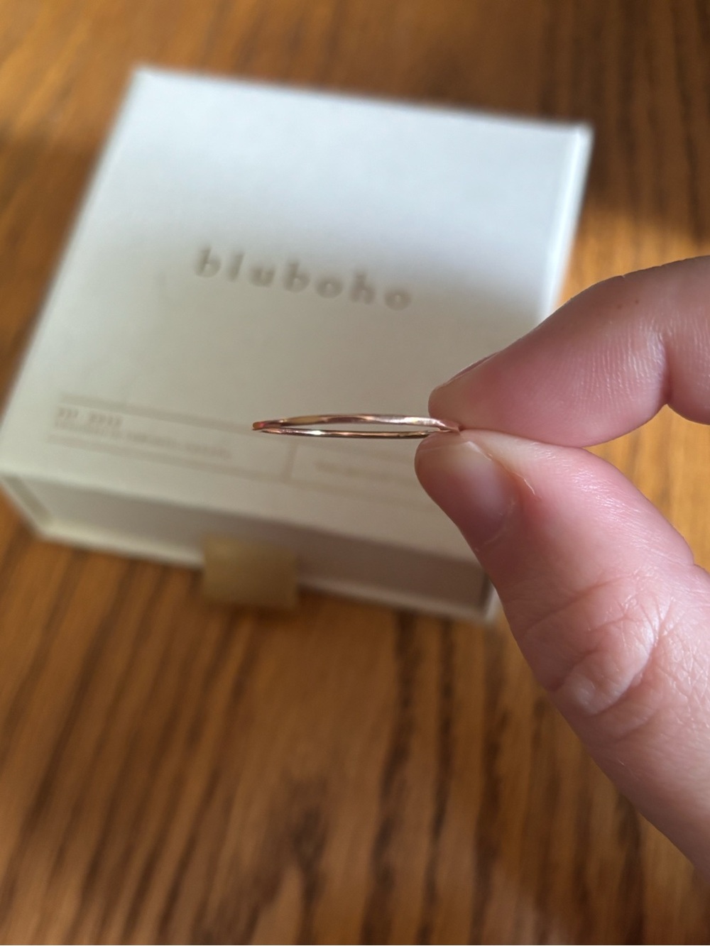 bluboho 14K Rose Gold Faceted Felicity Thin Stacking Ring - Size 9 - Picture 2 of 9